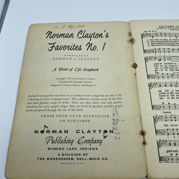 Norman Claytons Favorite Gospel Songs No. 1957 Christian Music Hymn Book Vintage - Picture 9 of 16